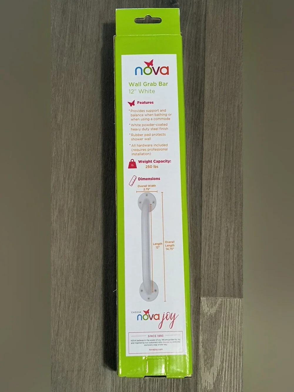 NIB NOVA Wall Grab Bar 12″